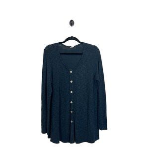 Women’s Et’ Lois Size Large Button Front Oversized Cardigan Top Blue